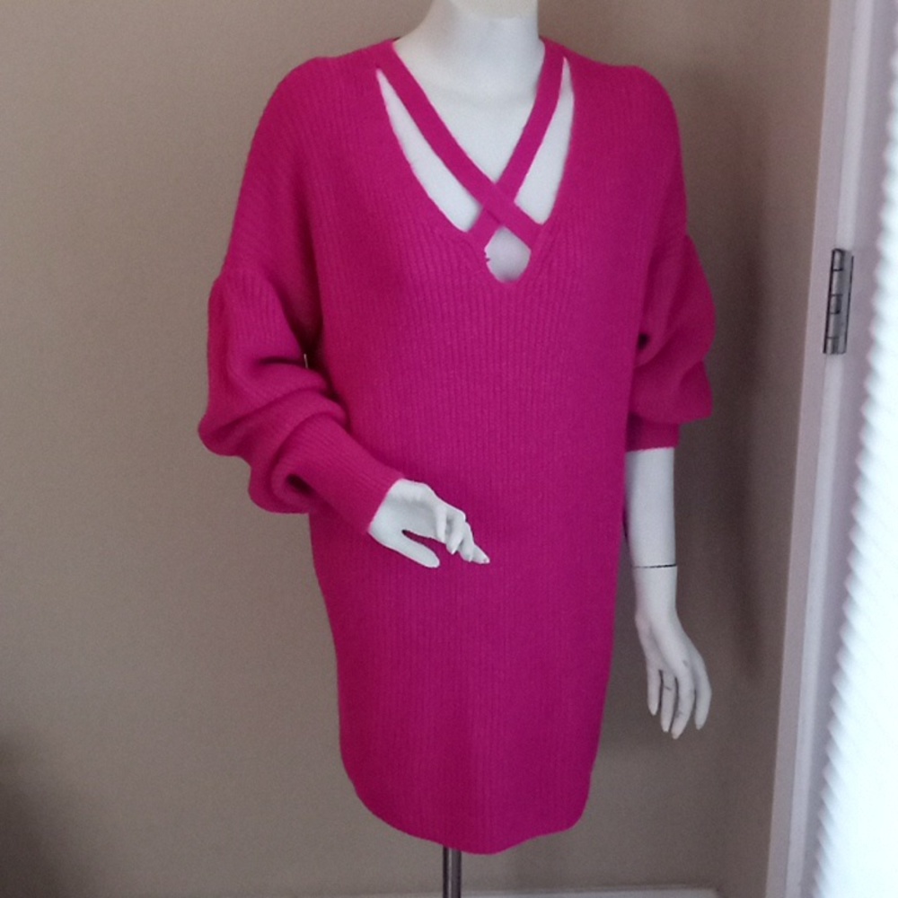 NWT EXPRESS HOT PINK SWEATER DRESS